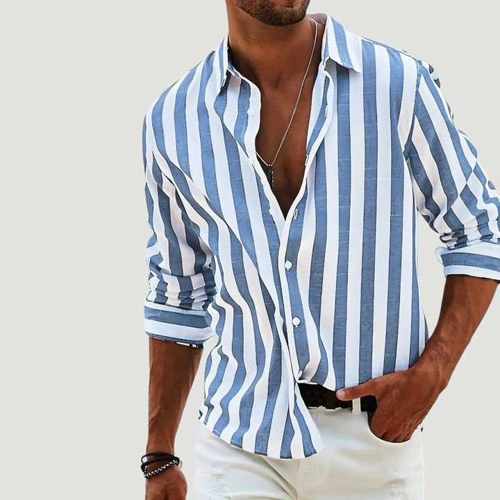 Oskar™ - Pruhovaná košile z lněné směsi na léto