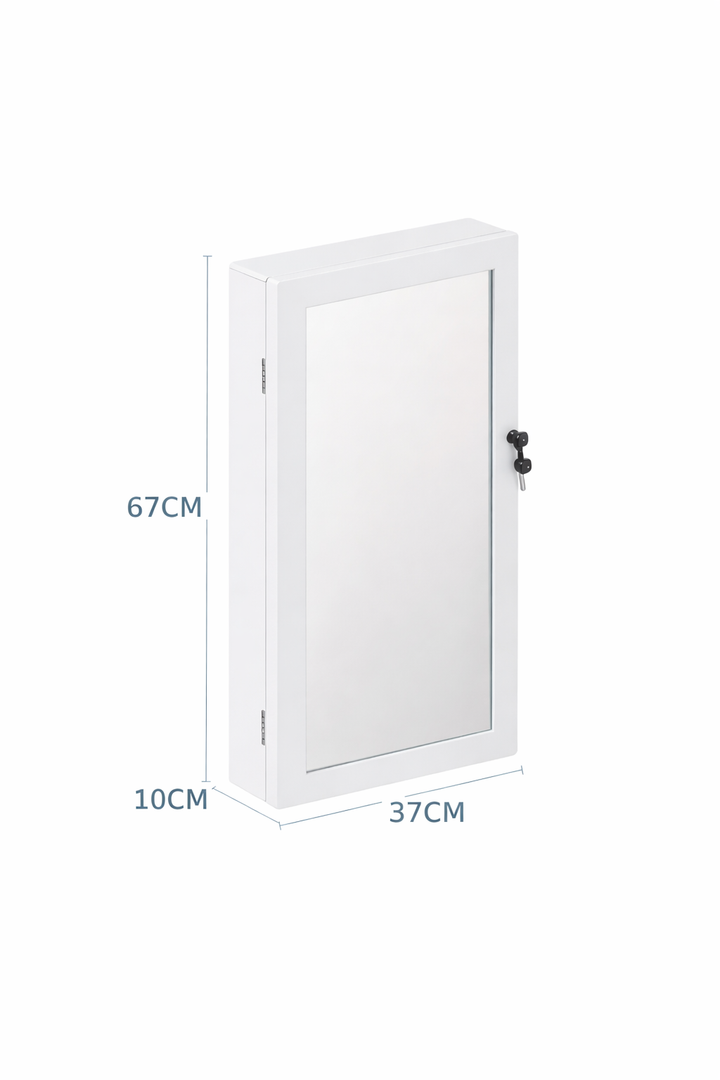 Nástěnná skříňka na šperky se zrcadlem | elegantní a prostorná organizace