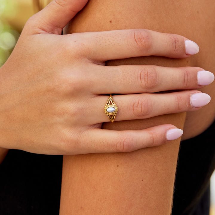 Królewski | vintage prsten s perlou