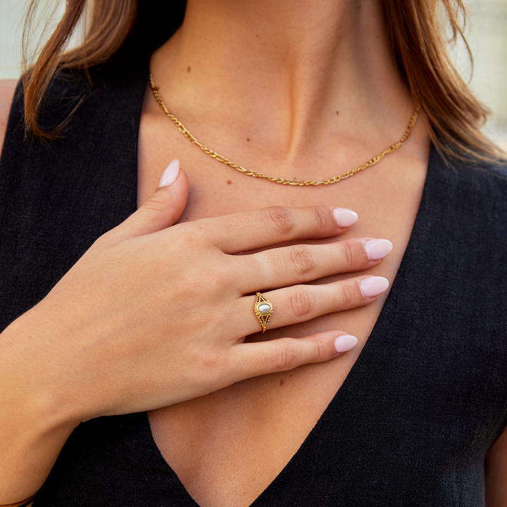 Królewski | vintage prsten s perlou