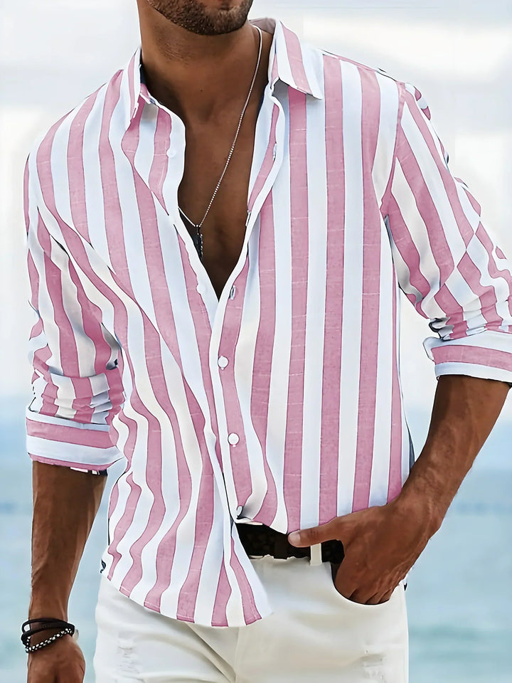 Oskar™ - Pruhovaná košile z lněné směsi na léto
