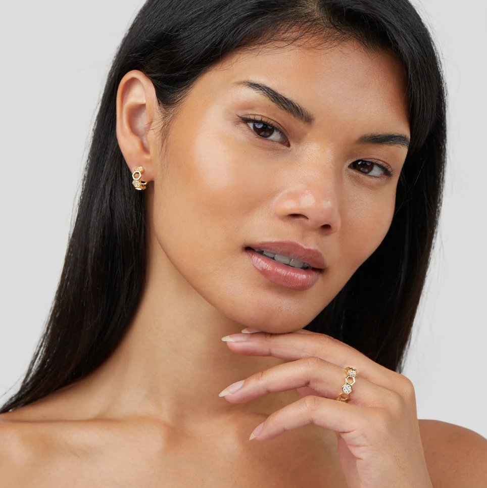 Včela | Zlatý a křišťálový prsten