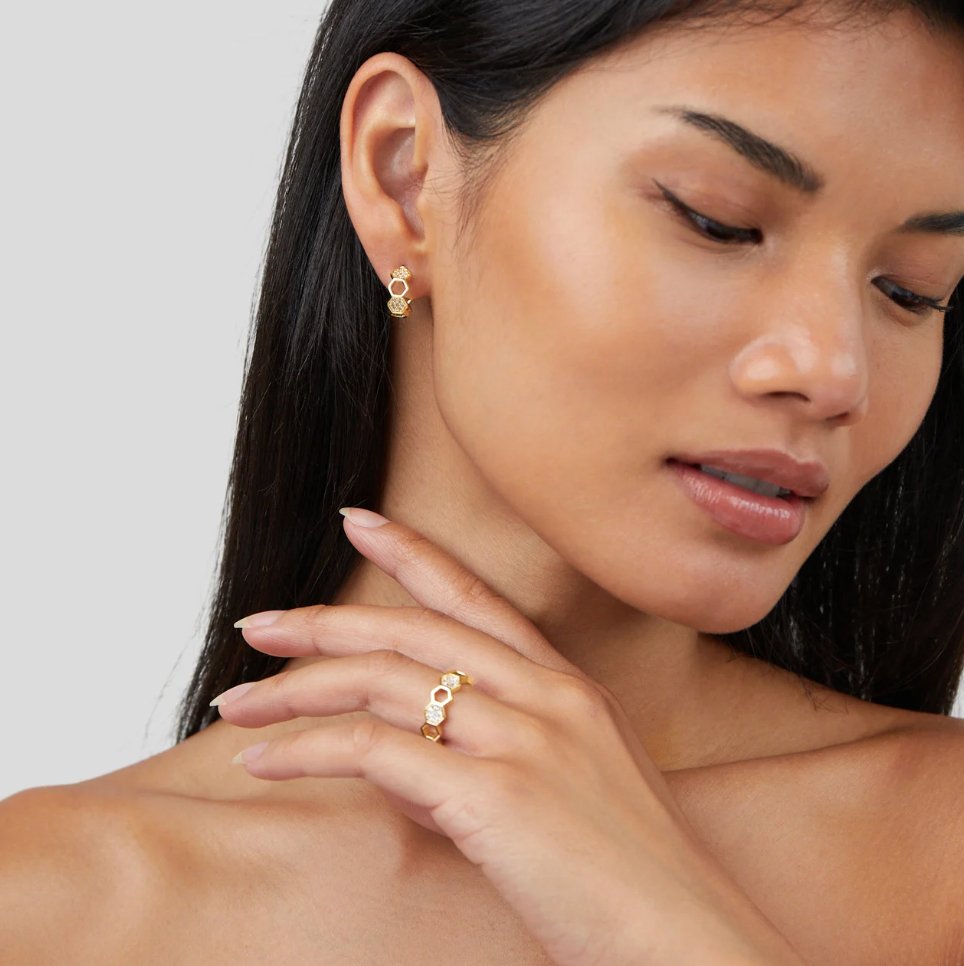 Včela | Zlatý a křišťálový prsten